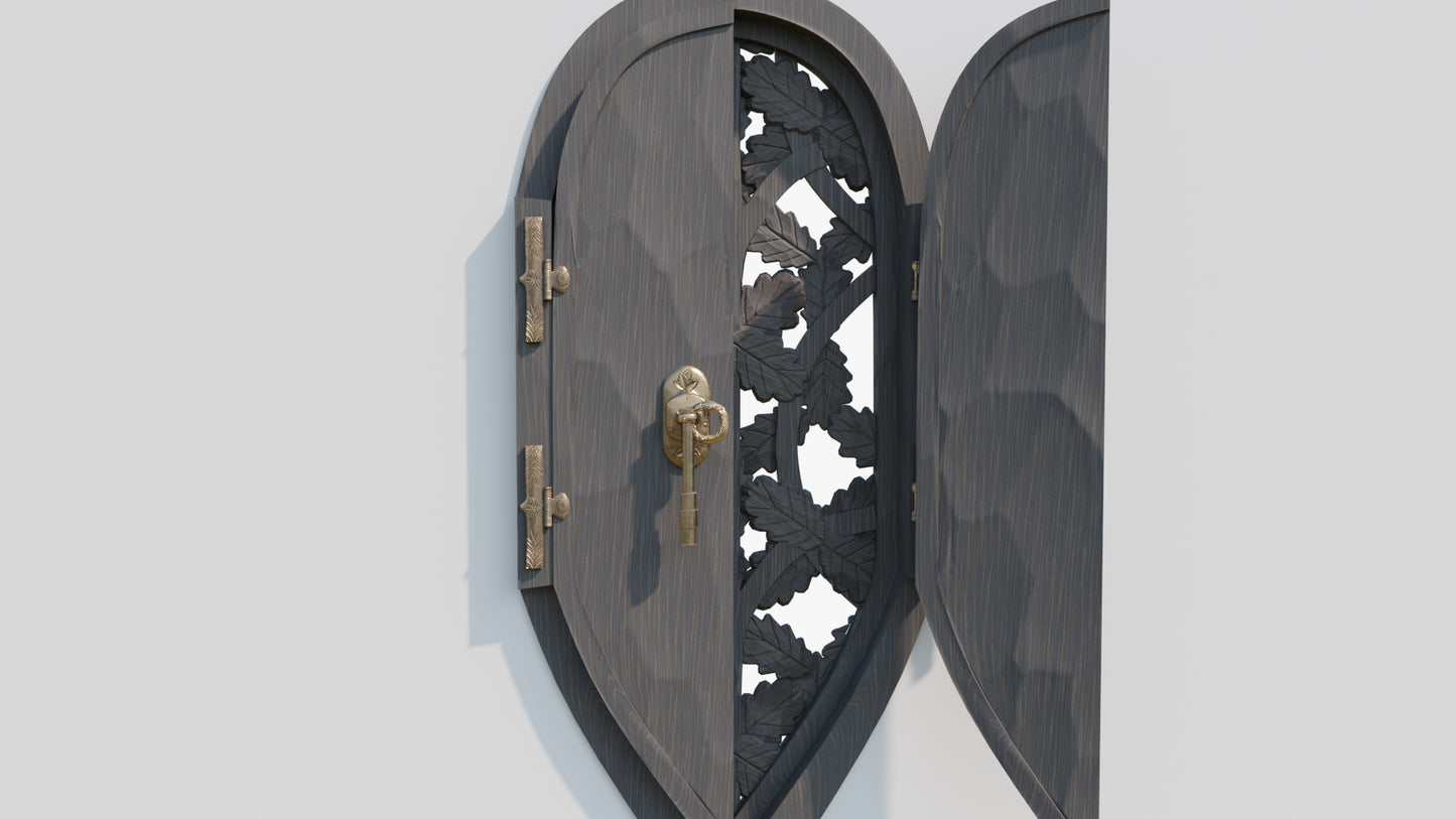medieval window organic lattice oak leaves 3d model blender obj