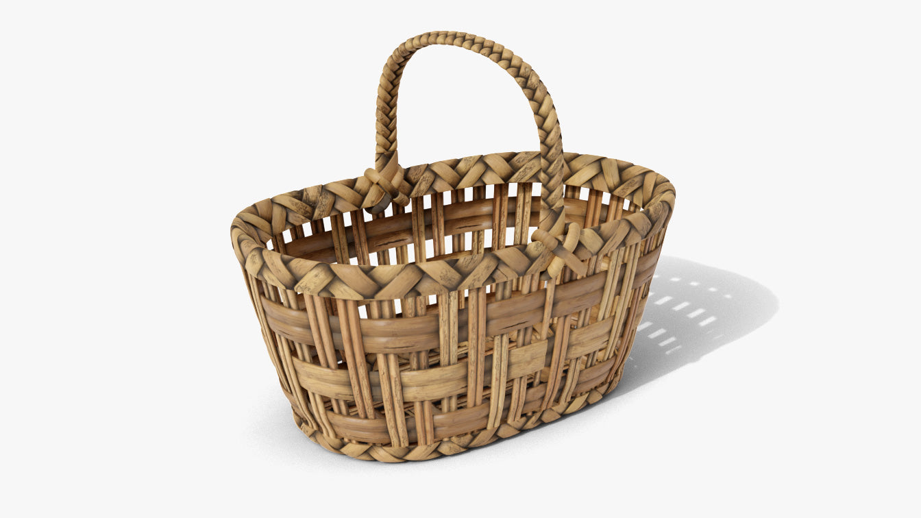 wicker basket 3d model blender obj PBR