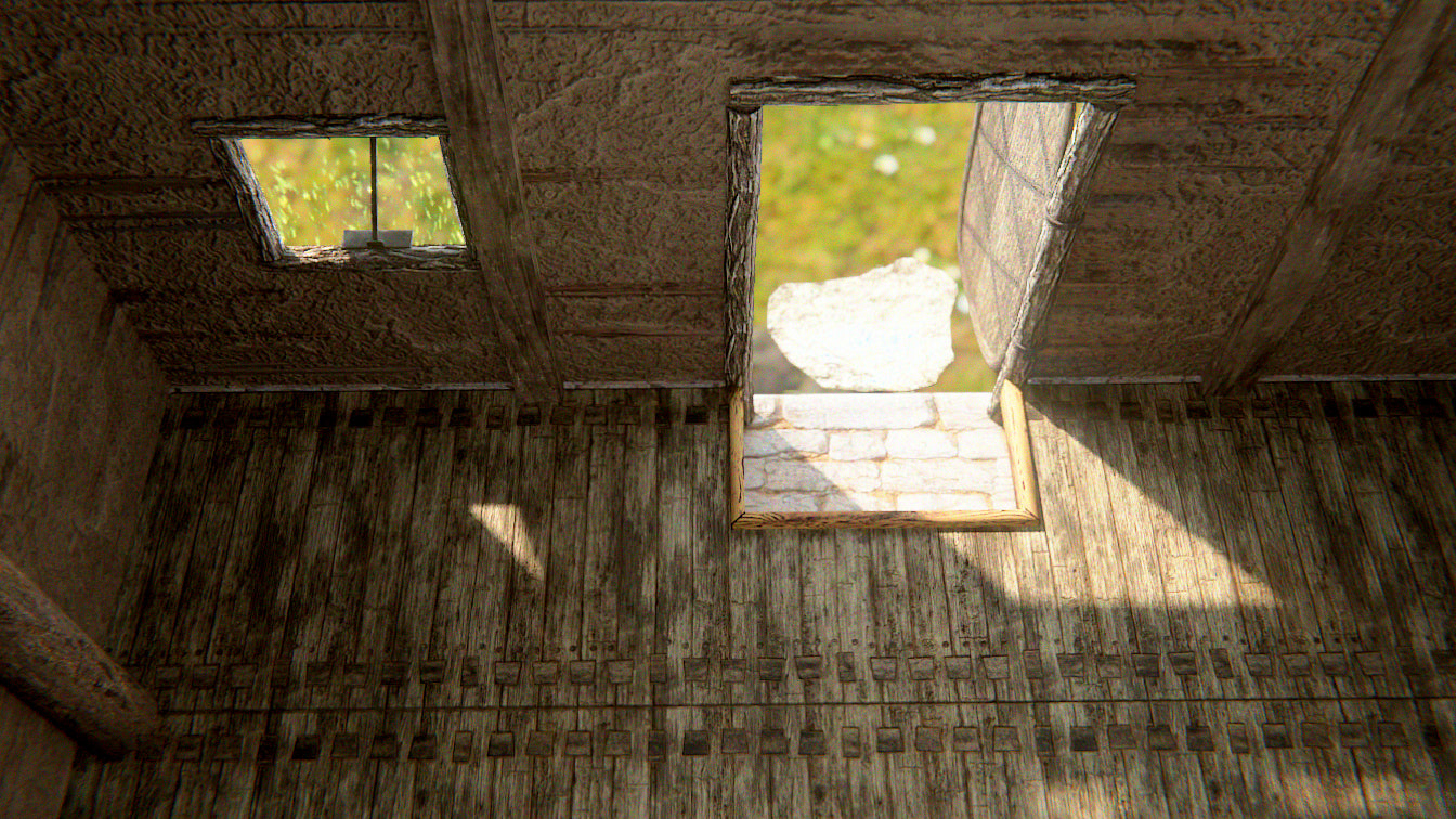 Medieval house floor low-poly 3D model for Blender and OBJ with PBR textures