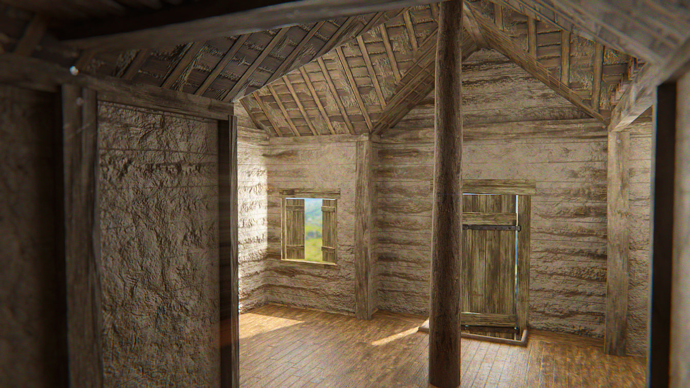 Medieval log house, wooden cabin, country hut 3d model for Blender and OBJ with PBR textures and low polycount
