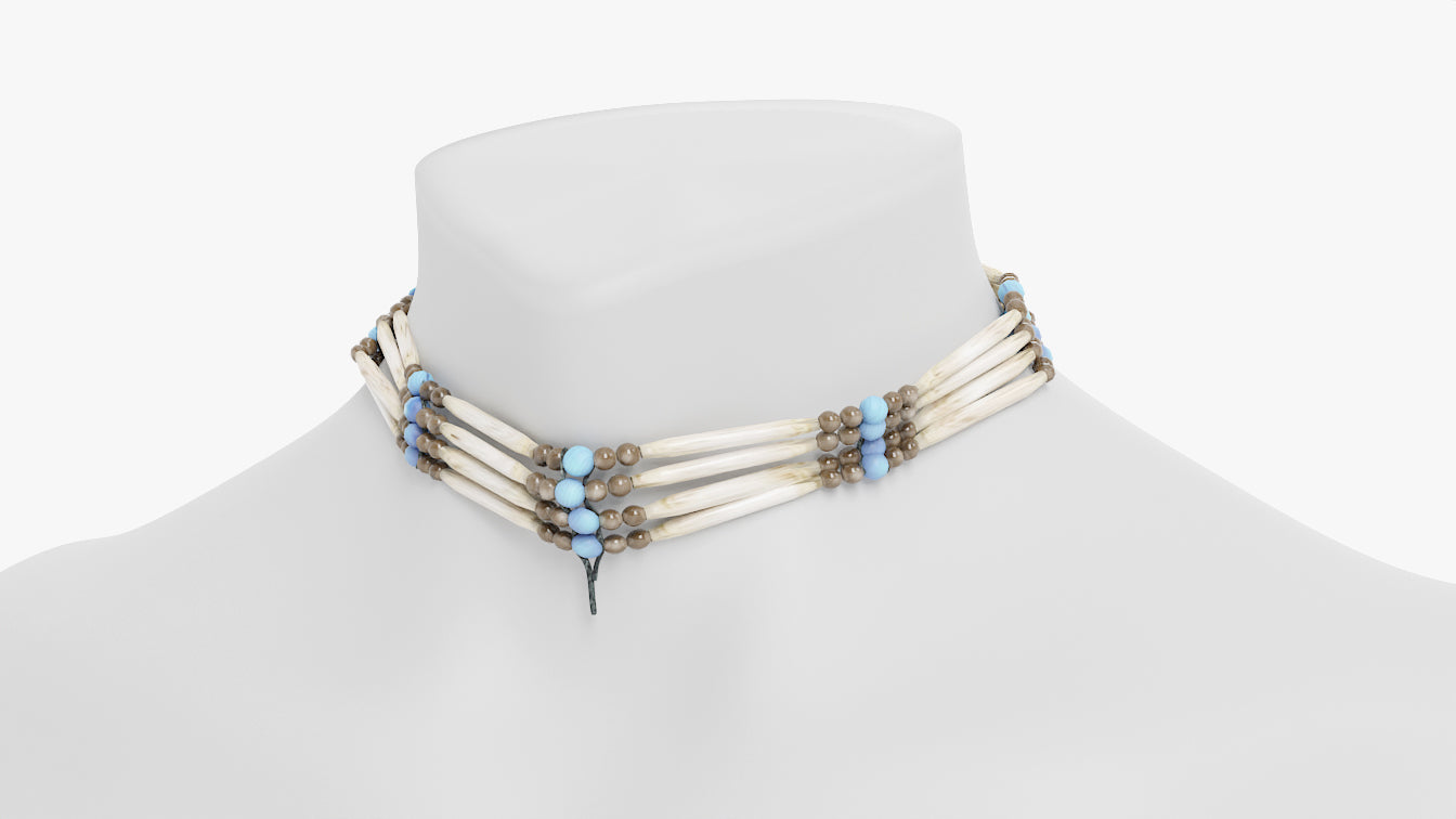 Native American style necklace low-poly 3D model for Blender and OBJ with PBR textures