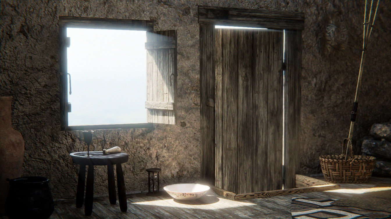 Medieval door and window 3d model for blender and obj with PBR textures