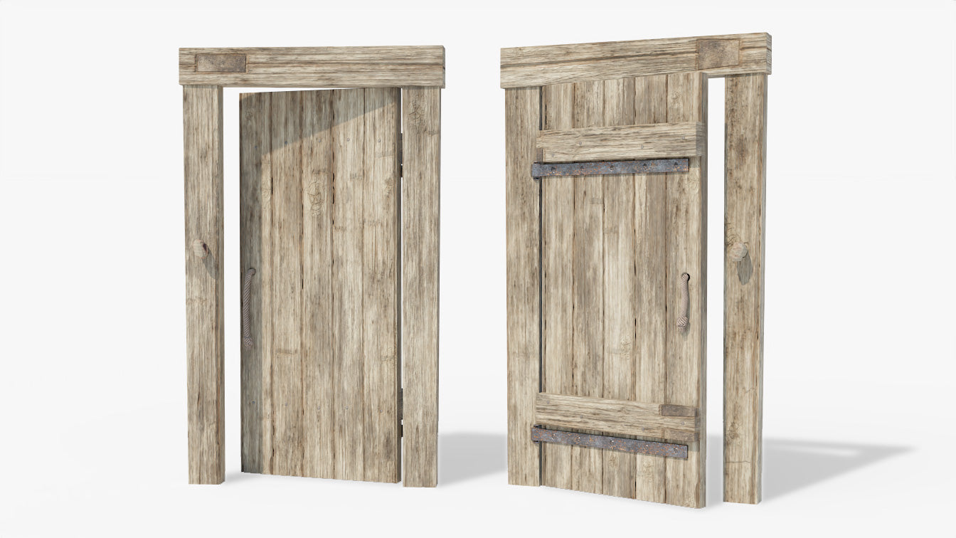 Medieval door 3d model for blender and obj with PBR textures