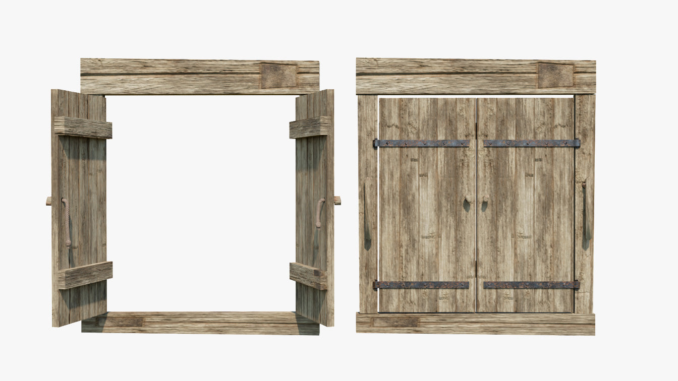 Medieval window 3d model for blender and obj with PBR textures