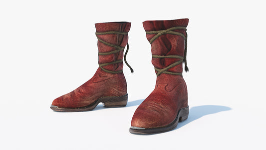 Suede boots medieval low poly 3d model for Blender and OBJ with PBR textures