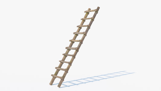 Wooden ladder low poly 3d model for blender and OBJ with PBR textures