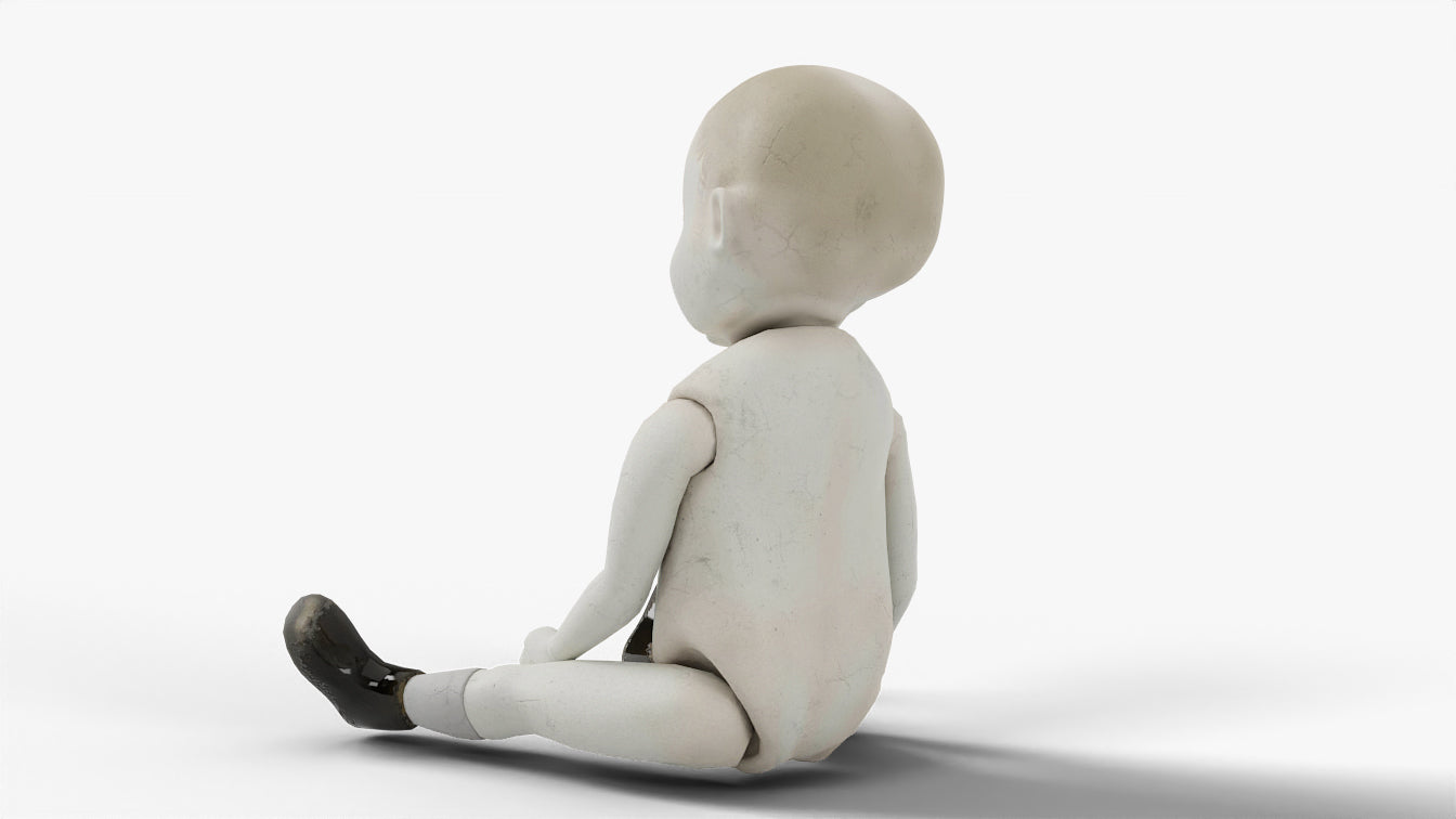 Victorian baby doll porcelain 3d model for Blender and OBJ with low polycount and PBR textures