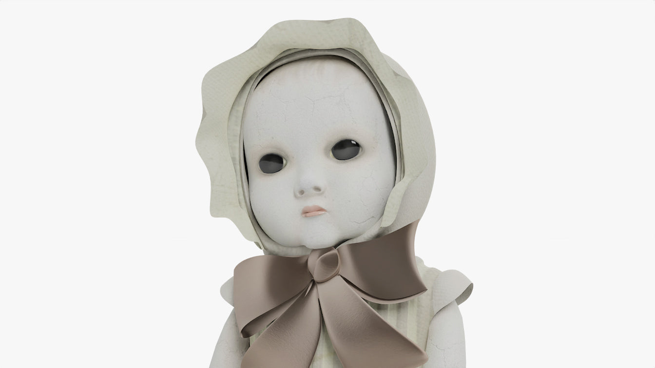 Victorian baby doll porcelain 3d model for Blender and OBJ with low polycount and PBR textures