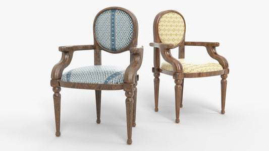 Victorian chair 3d model for Blender and OBJ with low polycount and PBR textures