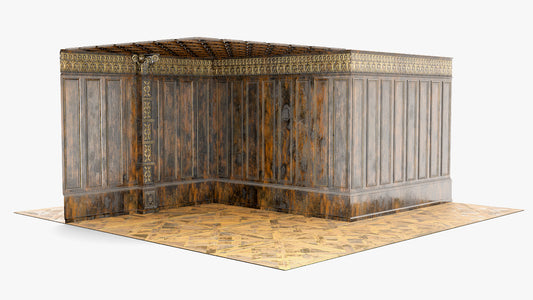 Victorian Gothic Carved panel walls, ceiling and floor with gold leaf decorations 3d modeol for blender and obj, low poly count and PBR textures