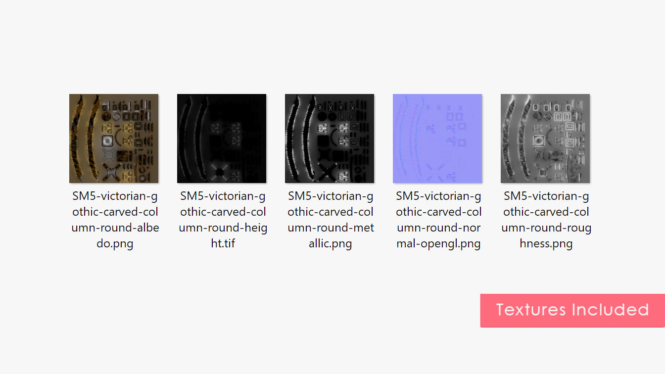 Victorian Gothic Carved Round Column