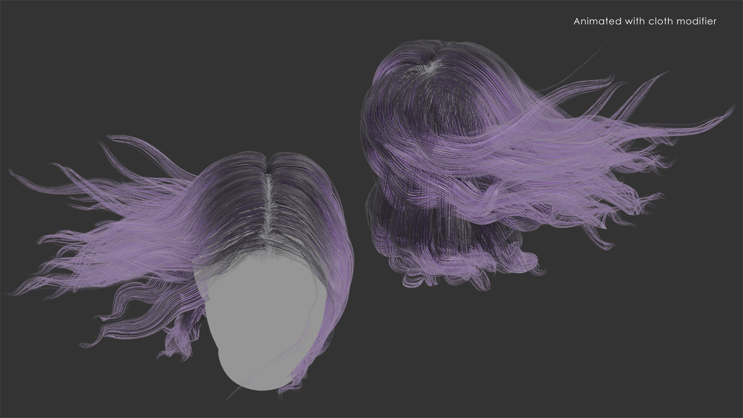 Wavy Shoulder Height Hair | Mesh Cards |