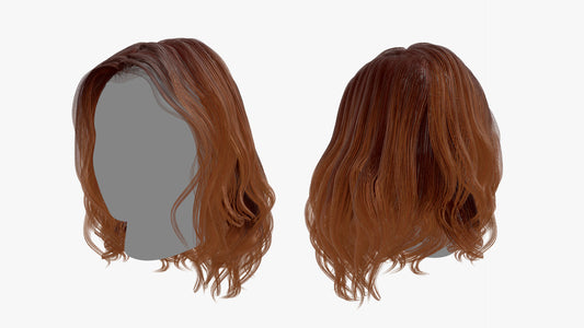 Real-time 3D hair mesh cards short wavy curls for Blender and OBJ with PBR textures