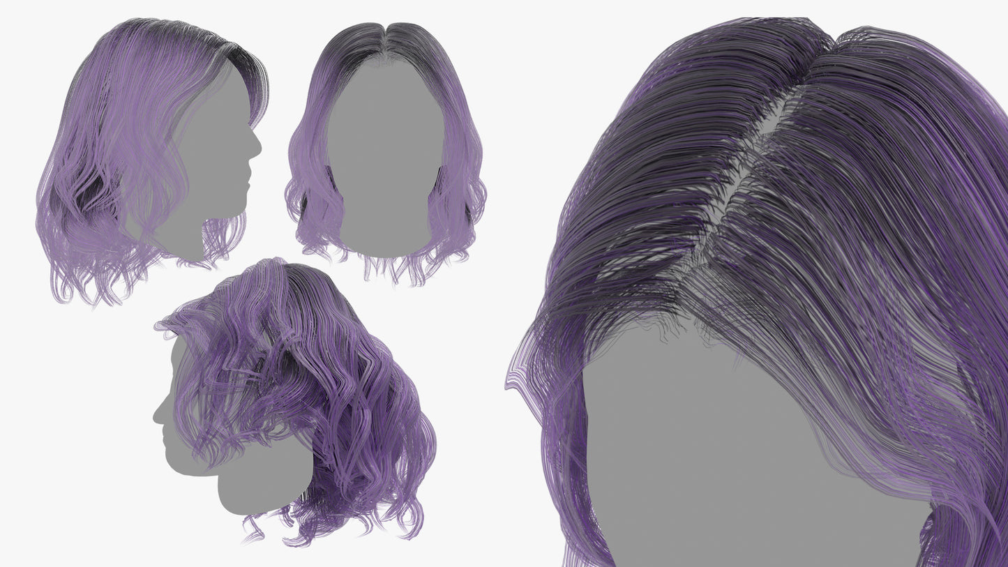 Wavy Shoulder Height Hair | Mesh Cards |