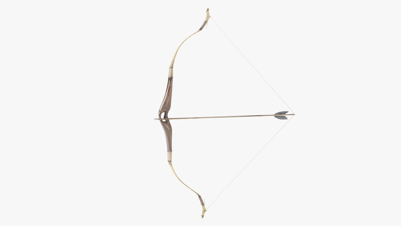Bow and arrow low-poly 3D model for Blender and OBJ with PBR textures 