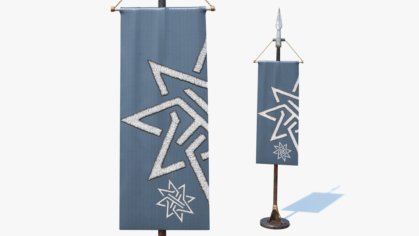 medieval Fantasy castle banner, heraldic, 3d model for Blender and OBJ with PBR textures and low poly count