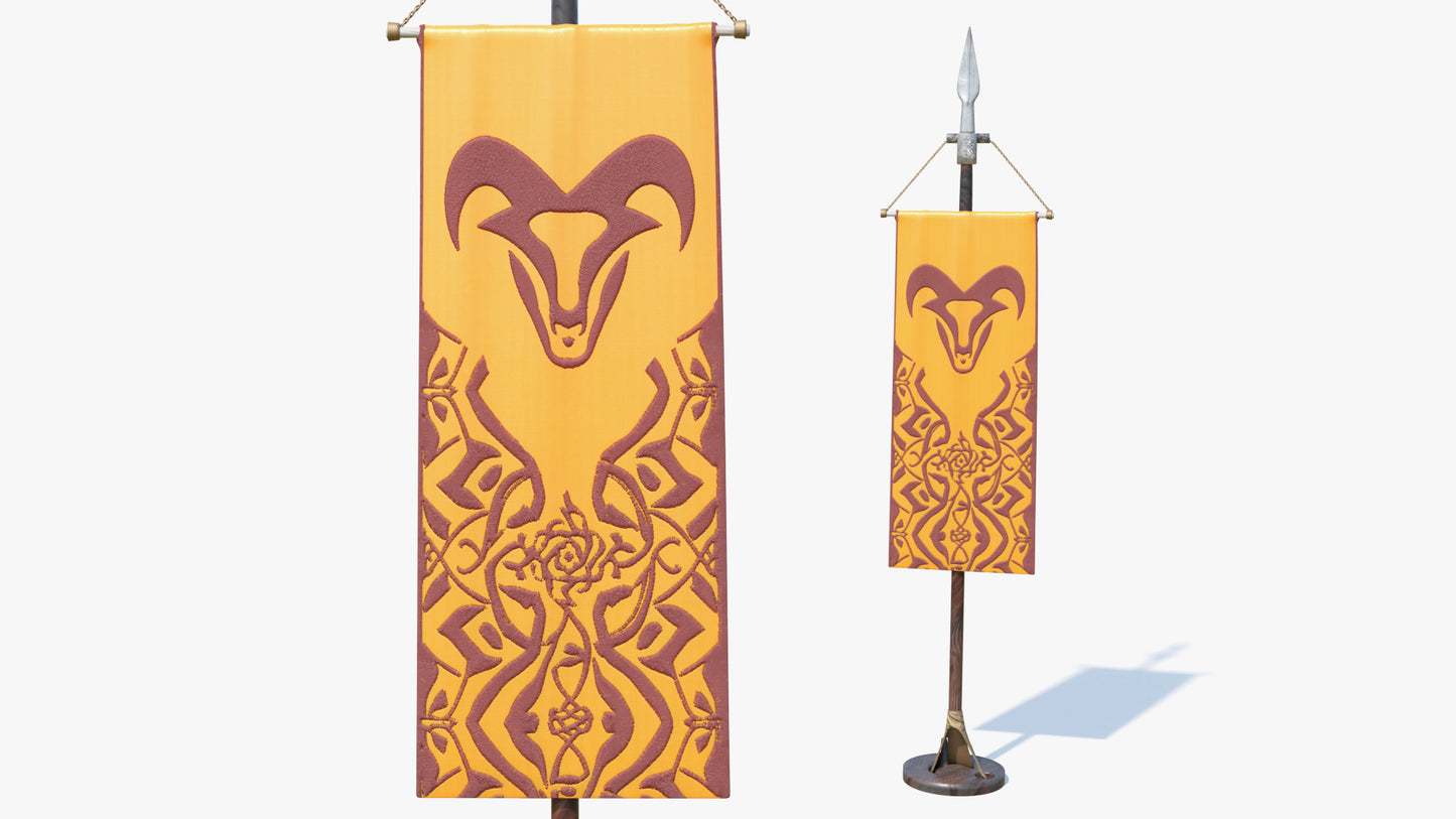 medieval Fantasy castle banner, heraldic, 3d model for Blender and OBJ with PBR textures and low poly count