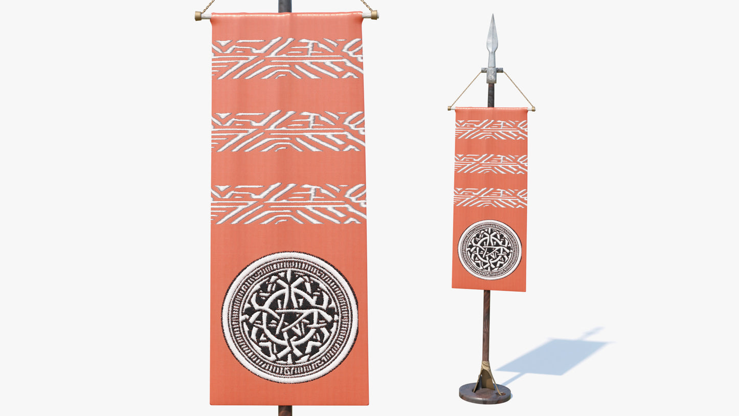 medieval Fantasy castle banner, heraldic, 3d model for Blender and OBJ with PBR textures and low poly count