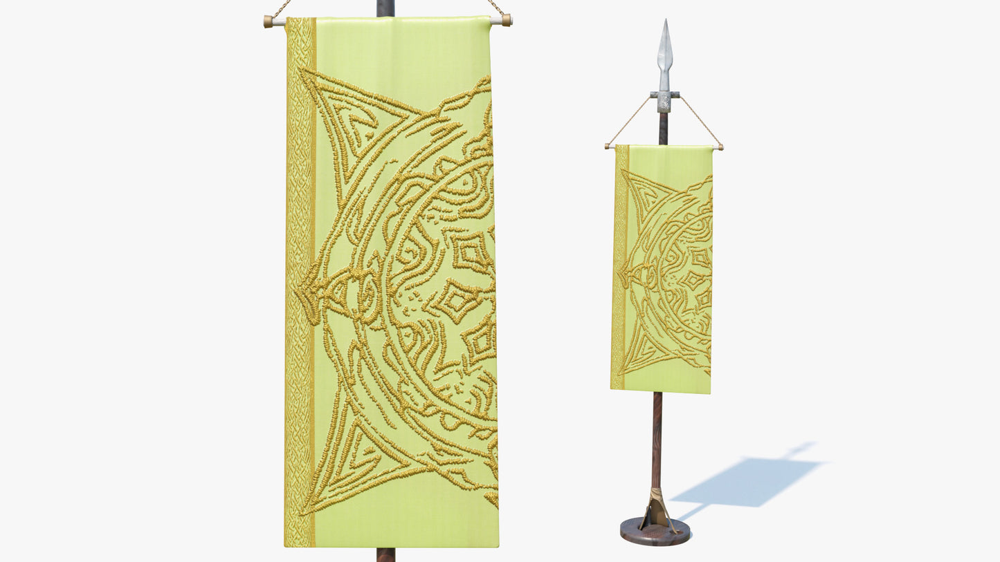 medieval Fantasy castle banner, heraldic, 3d model for Blender and OBJ with PBR textures and low poly count