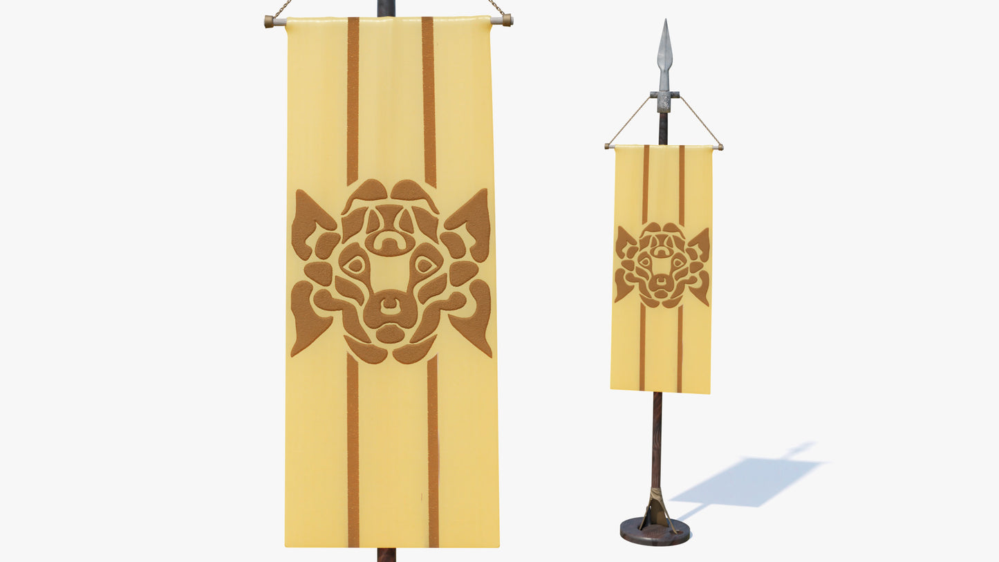 medieval Fantasy castle banner, heraldic, 3d model for Blender and OBJ with PBR textures and low poly count