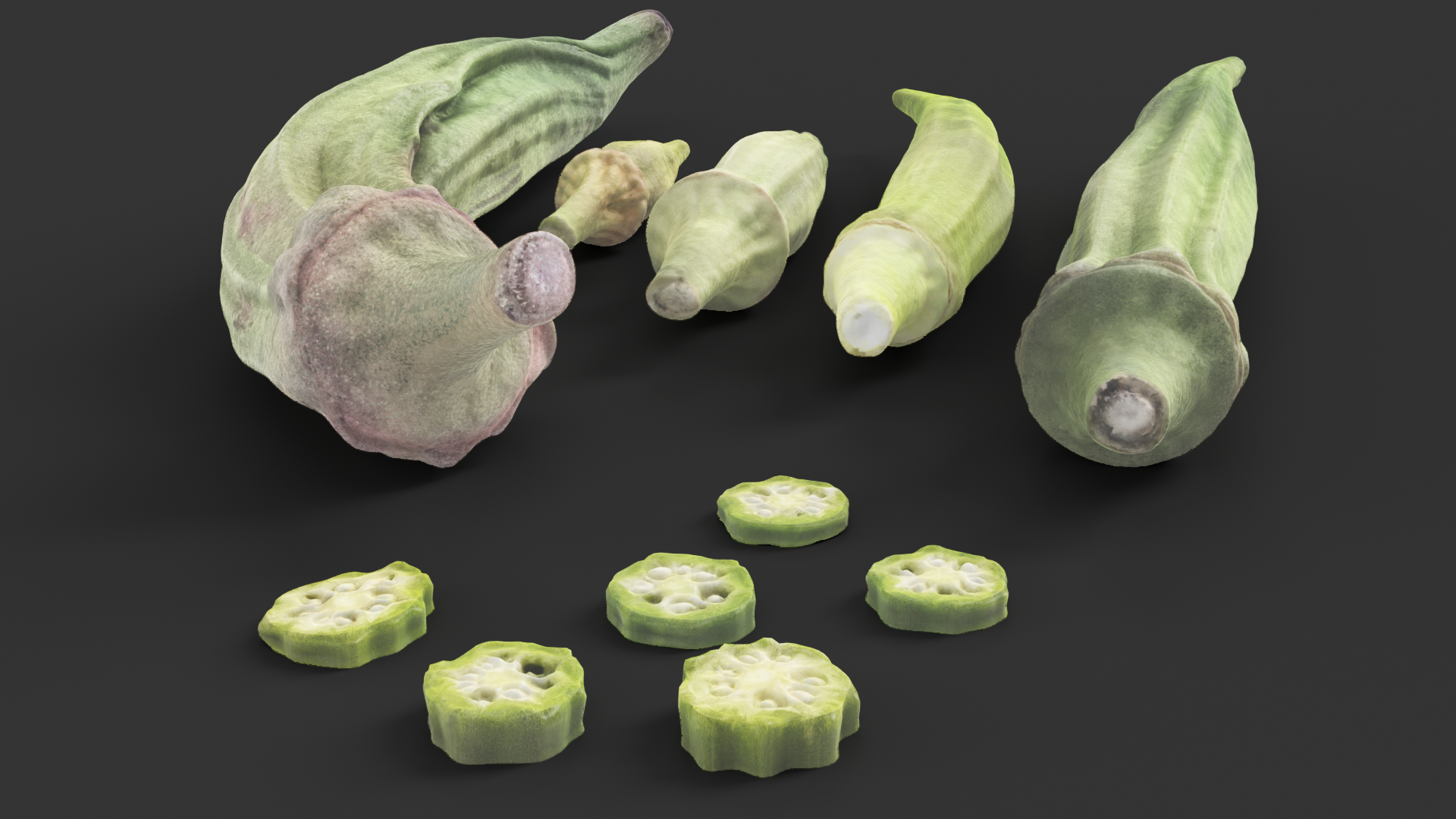 Japanese okras 3d model Blender OBJ PBR