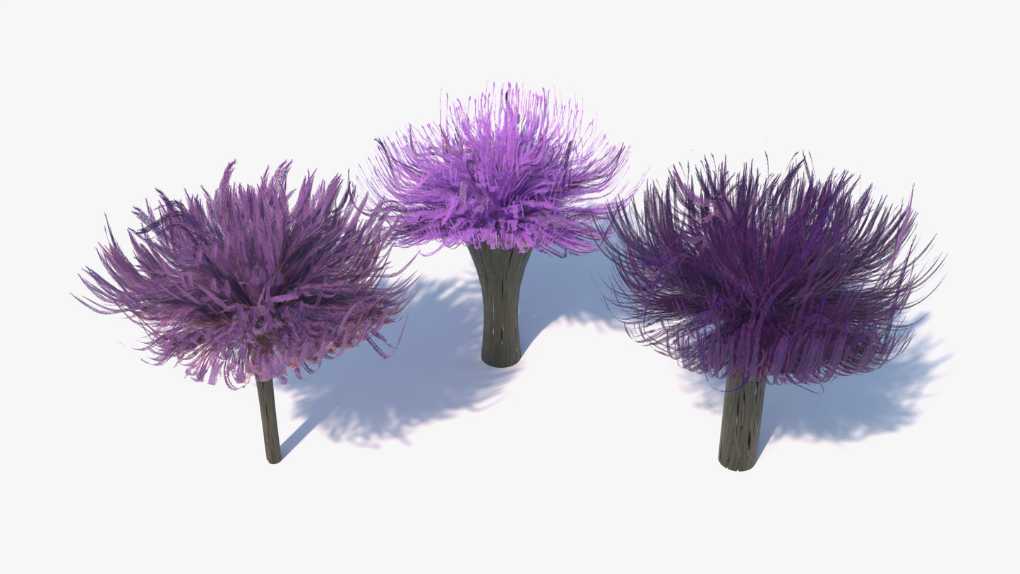Alien flowers 3D model lowpoly PBR textures for Blender, OBJ, FBX and GLB