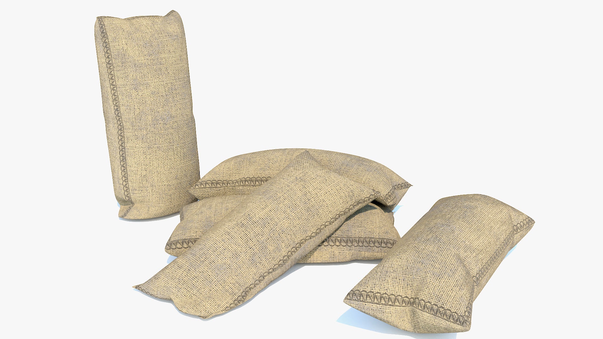 Burlap sacks for grain or merchants, 3D model for Blender and OBJ with lowpoly and PBR textures by Heledahn