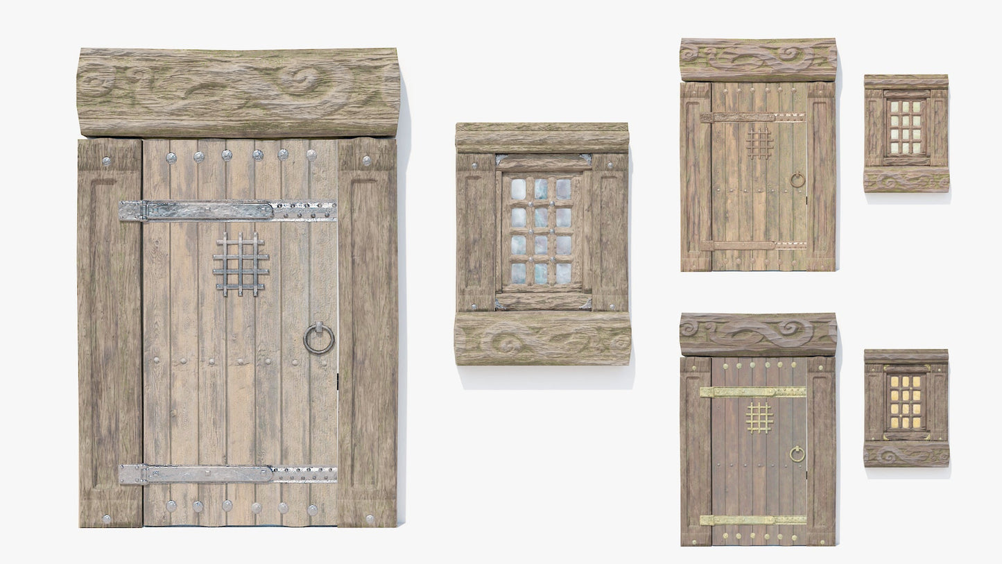 50 Medieval Fantasy Doors & Windows Collection