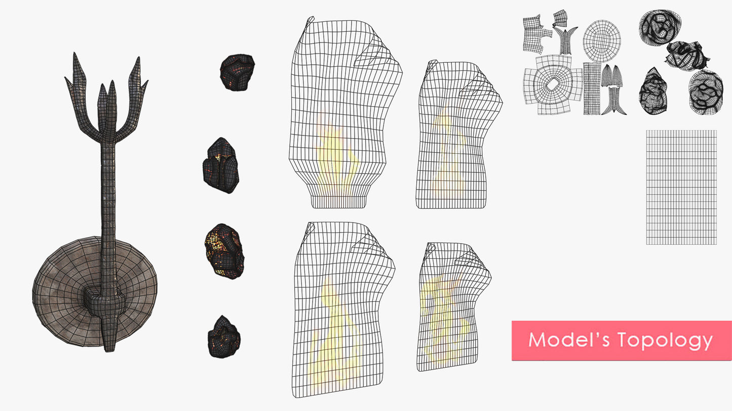 Iron Wall Sconce - 01 (Animated Flame)