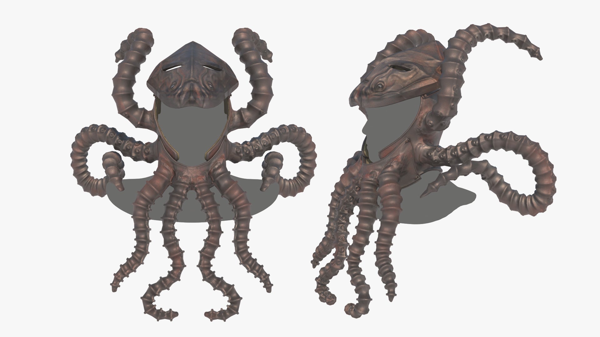 Medieval fantasy octopus warrior helmet 3d model, game asset, pbr