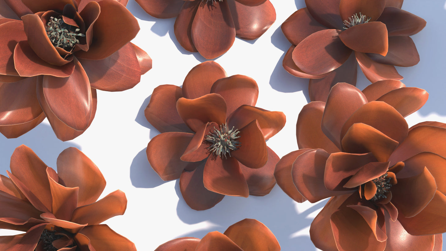 large red decorative flowers 3d model with loiw polycount and PBR textures, comes in Blender, OBJ, FBX and GLB formats