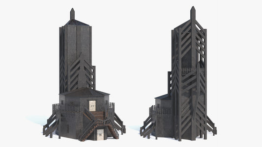 Medieval fantasy tower keep 3D model, lowpoly, game ready