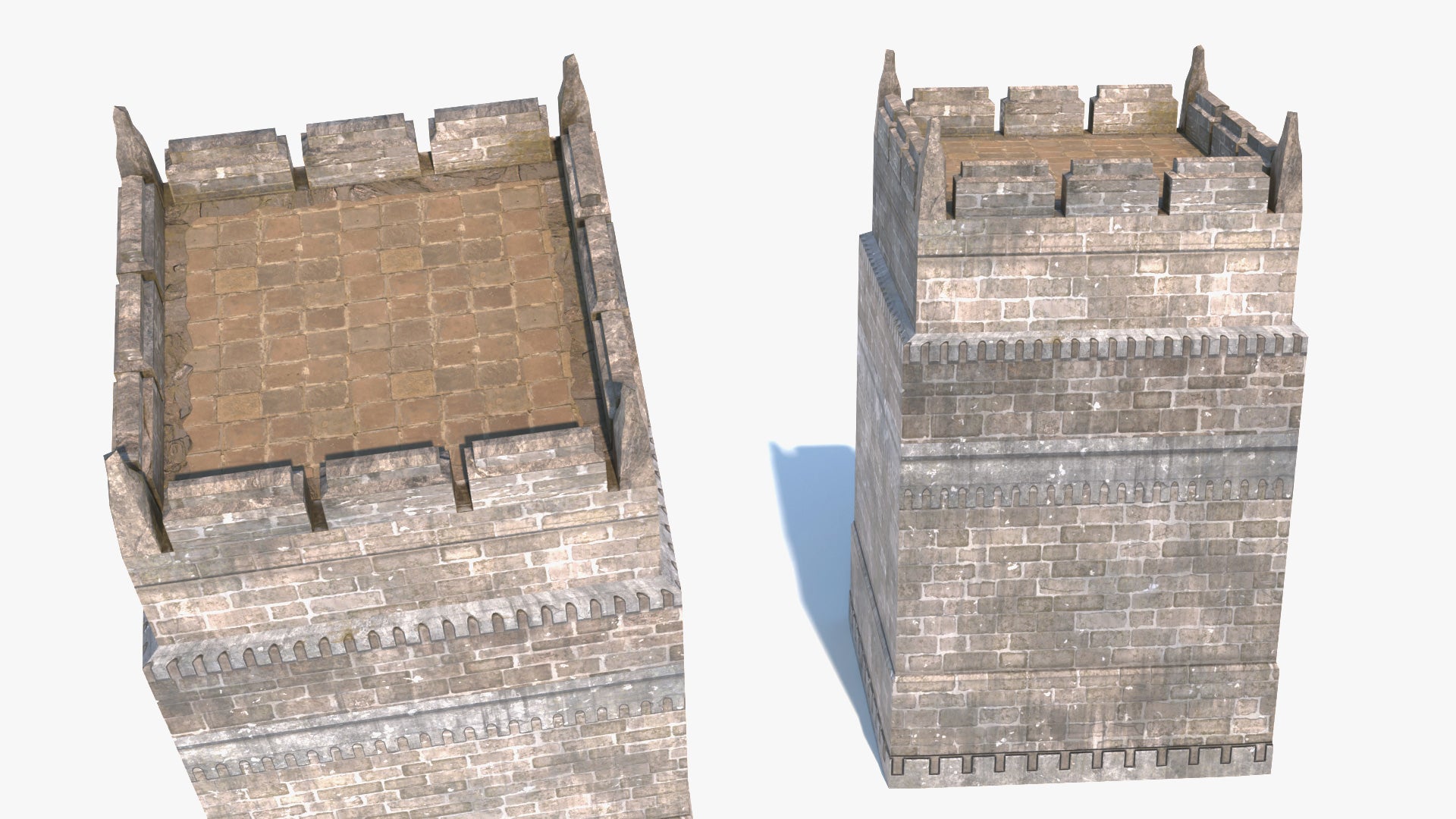 3D model of a medieval castle square 
mural tower