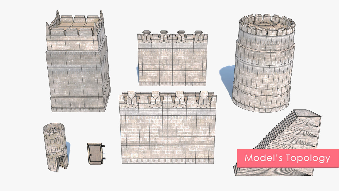 Castle Wall, Stairs & Towers