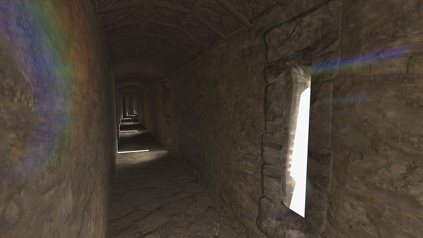 3d model of a medieval castle walls inside tunnel