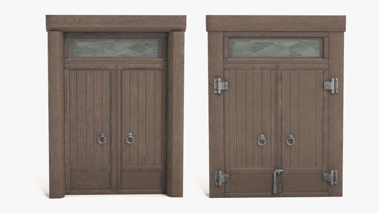 Medieval Double Door with Leaded Window
