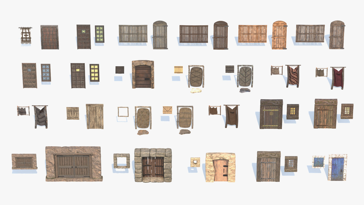 50 Medieval Fantasy Doors & Windows Collection