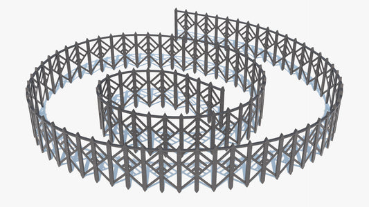 Stylish, yakisugi wooden fence structure 3D model, modular, game asset, lowpoly