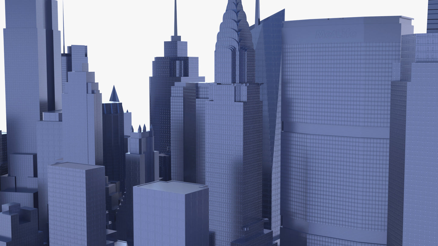 3D model of a miniature New Your City (Manhattan), with all the famous buildings, low polycount and PBR textures.