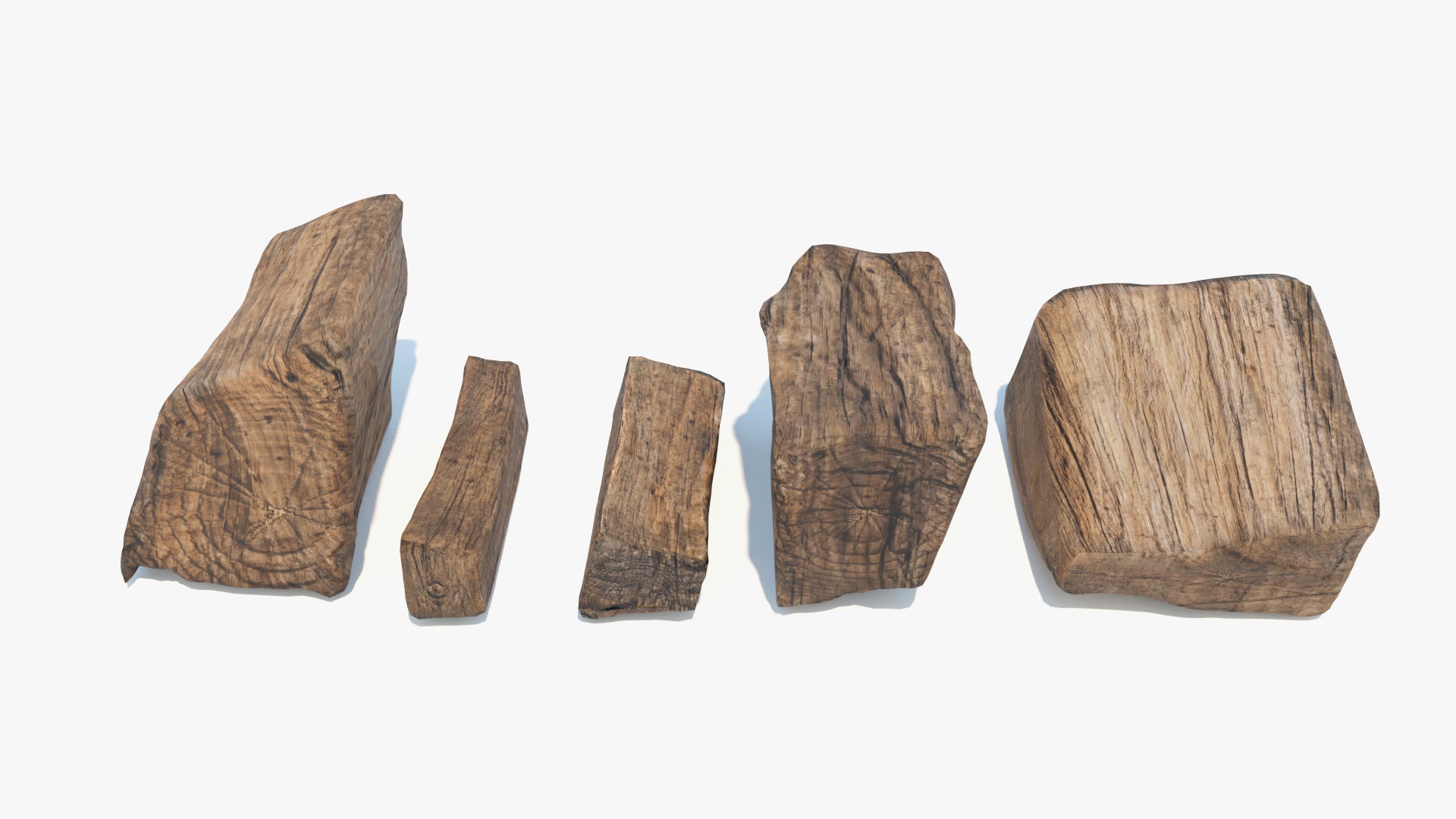 3D model of five pieces of lumber