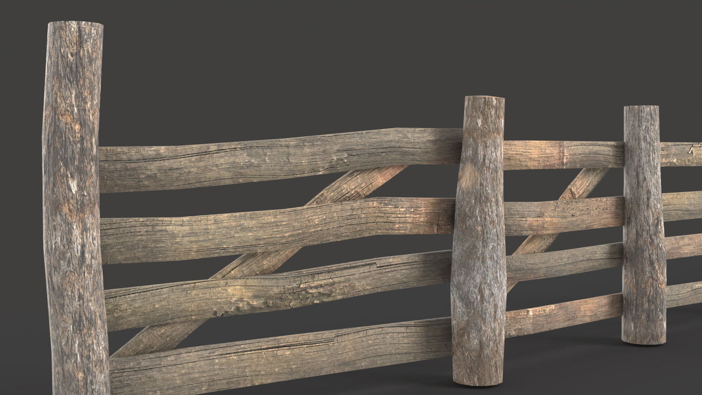 Rough Wooden Fence (Modular)