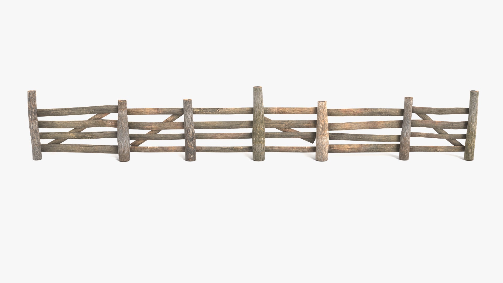 3D model of a rough wooden fence that is modular and can be arrayed into a curve to suit any enclosure. PBR and low-poly make it the perfect game asset