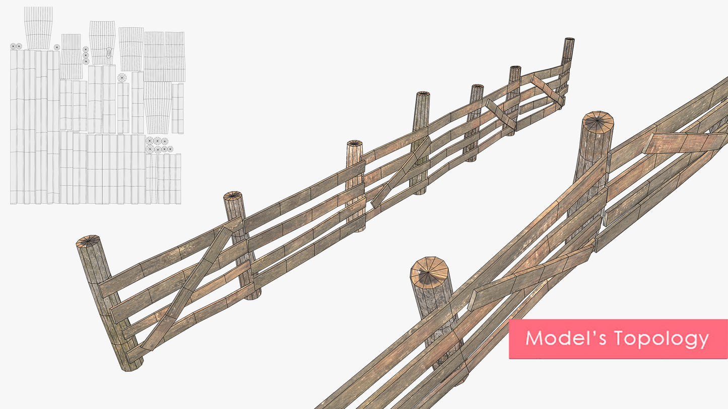 Rough Wooden Fence (Modular)