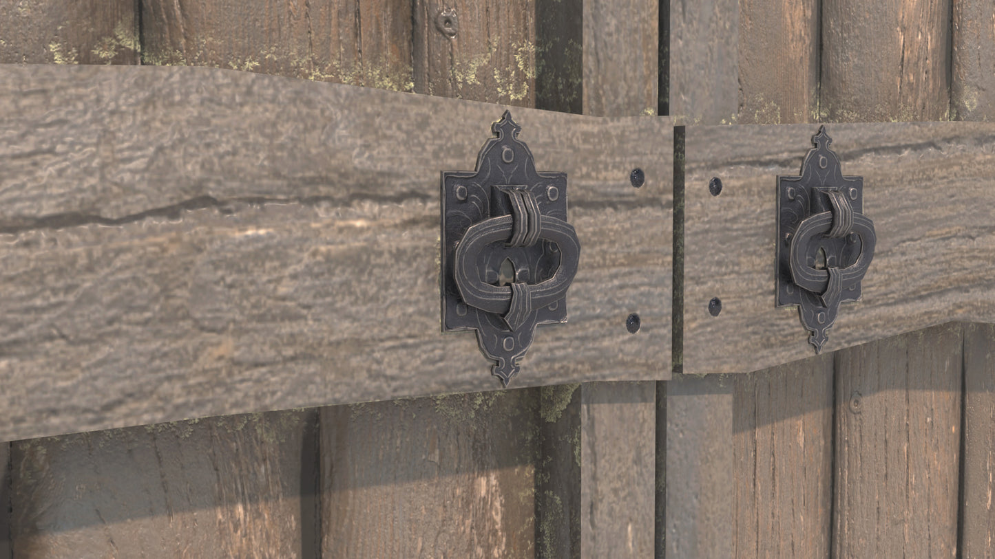 3D model of a medieval style ion handle and lock