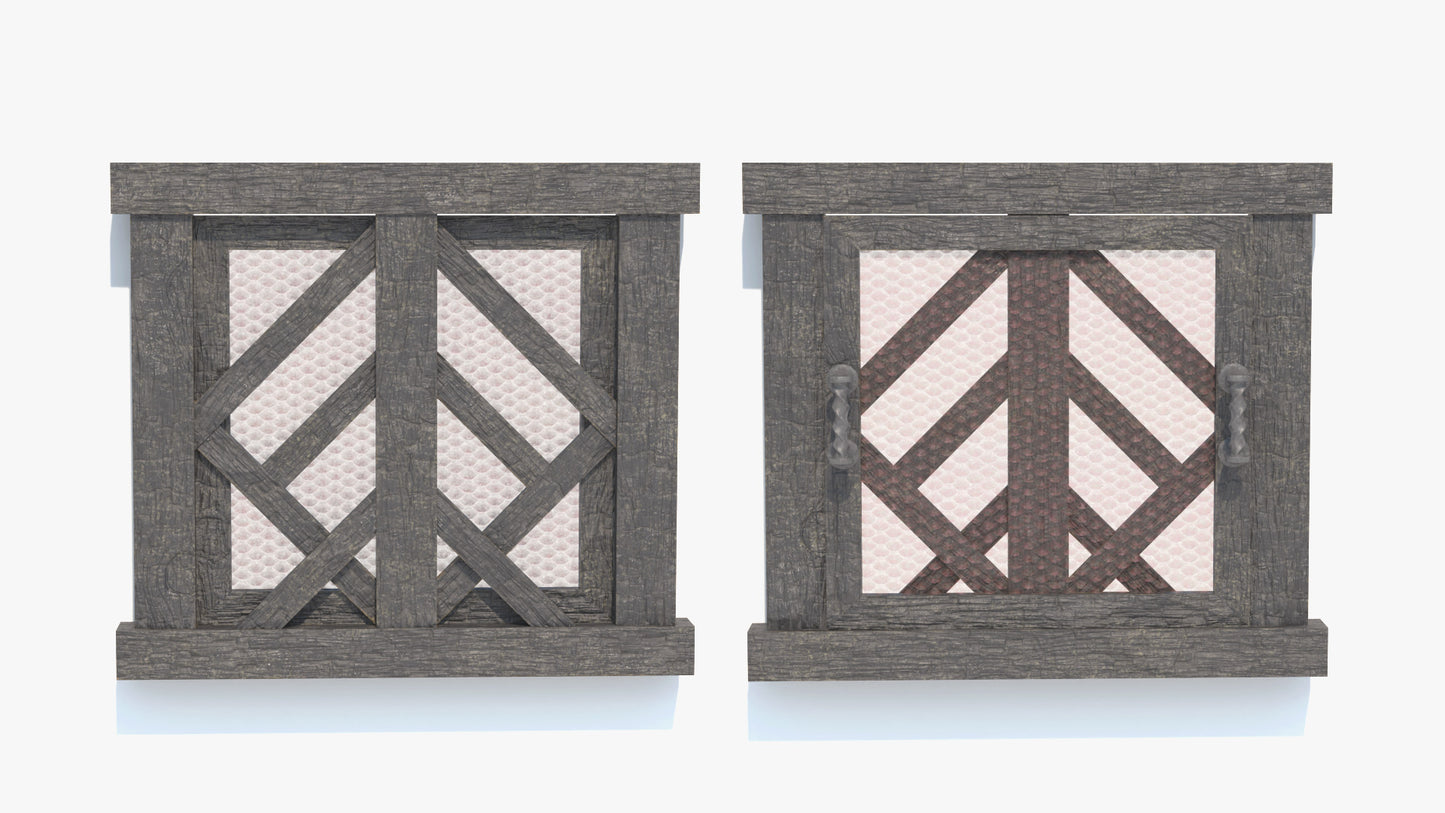 Medieval fantasy window 3D model, lowpoly, game asset
