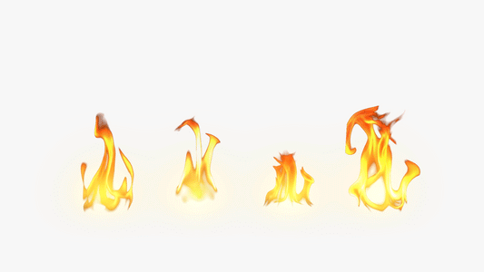 3D animated plane of animated realistic flames for a torch or a fireplace
