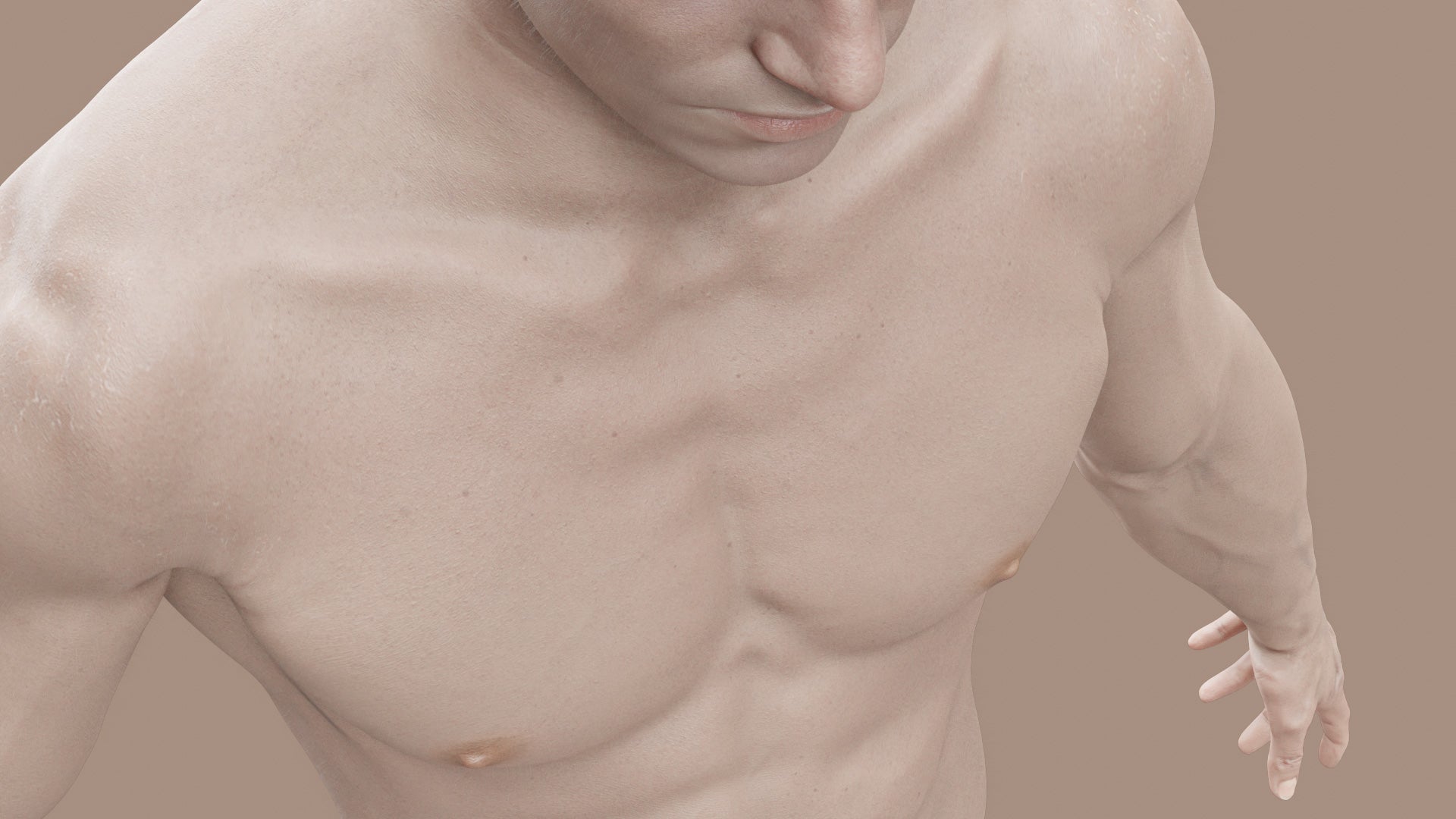 Realistic 3D character, real-time-low-poly, PBR, male, muscular, Blender, FBX, GLB, game asset, Transhuman4Blender