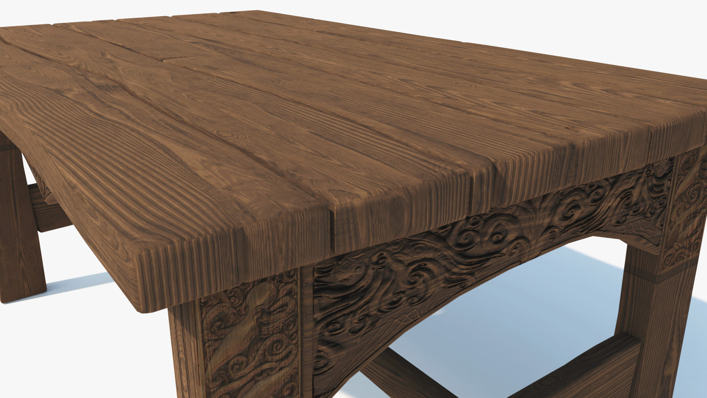 Wood Boards Carved Table
