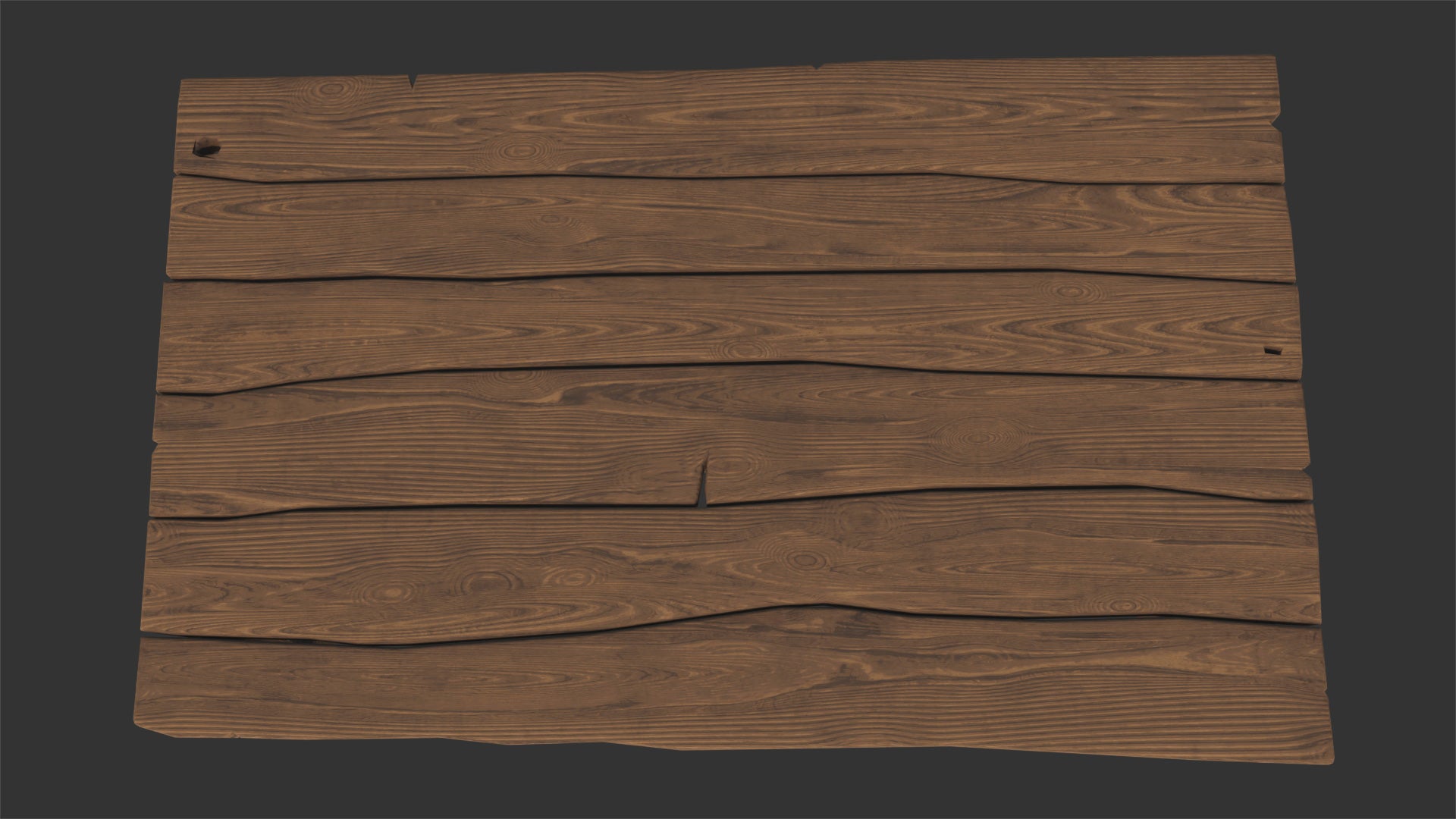 3d model of a table made of wood boards. The boards are very uneven and rough. The model is lowpoly and PBR