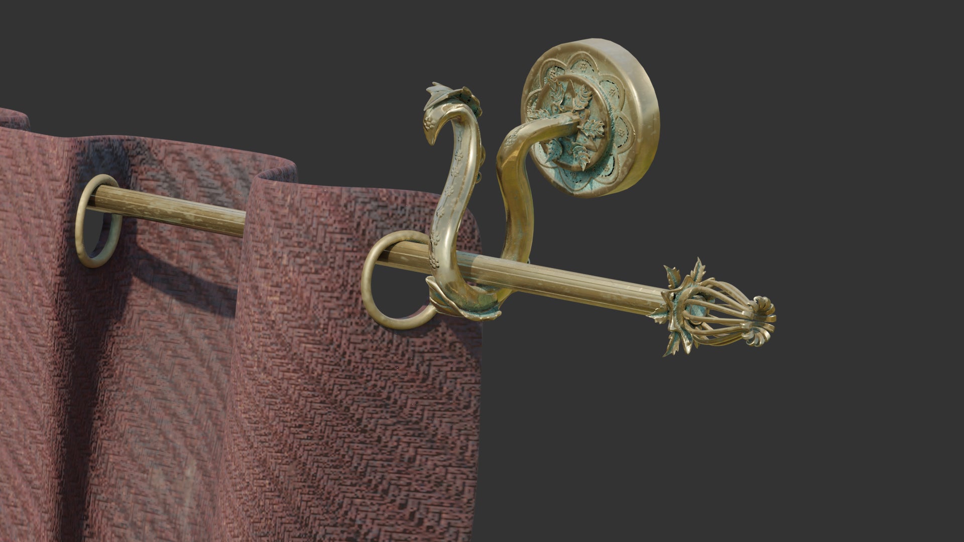 antique crimson curtain medieval 3d model blender obj